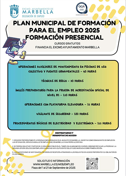 El Plan Municipal para el Empleo ofrece nuevos cursos de formación gratuita presencial