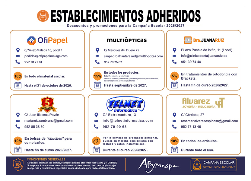 Lanzada la Campaña Escolar APYMESPA 2026/2027 para aliviar el bolsillo de las familias Lanzada la Campaña Escolar APYMESPA 2026/2027 para aliviar el bolsillo de las familias